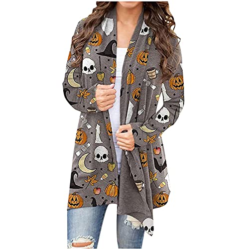 MINGE Cardigan Sweaters For Women Halloween Costumes For Womenlong Sleeve Cardigan Cardigan Top Coat(B-Dark Gray,3XL)