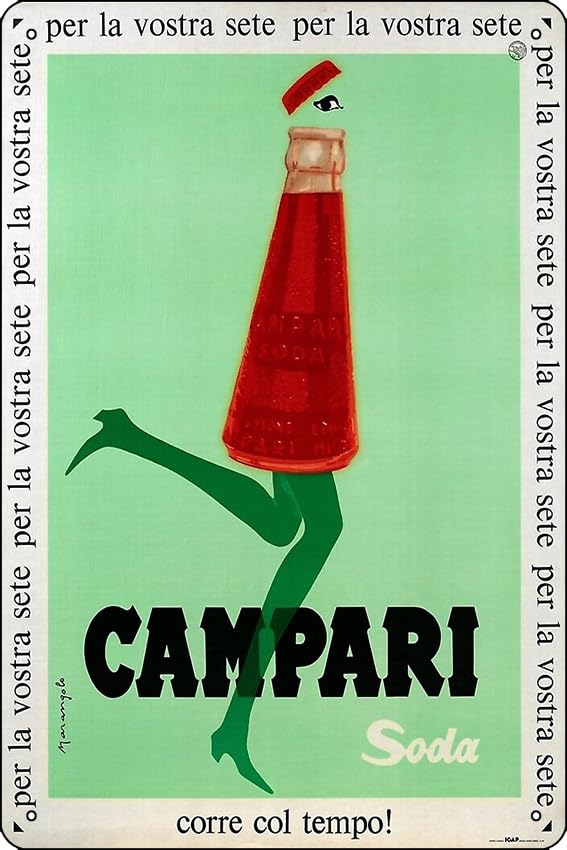 Oedrtqi Campari - Print Poster Metal Tin Sign Fun Home Art Wall Decor 8x12 Inch