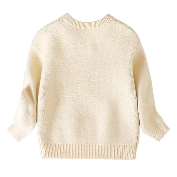 Kids Pumpkin Knit Sweater, Cream Color, Fall Holiday Design2