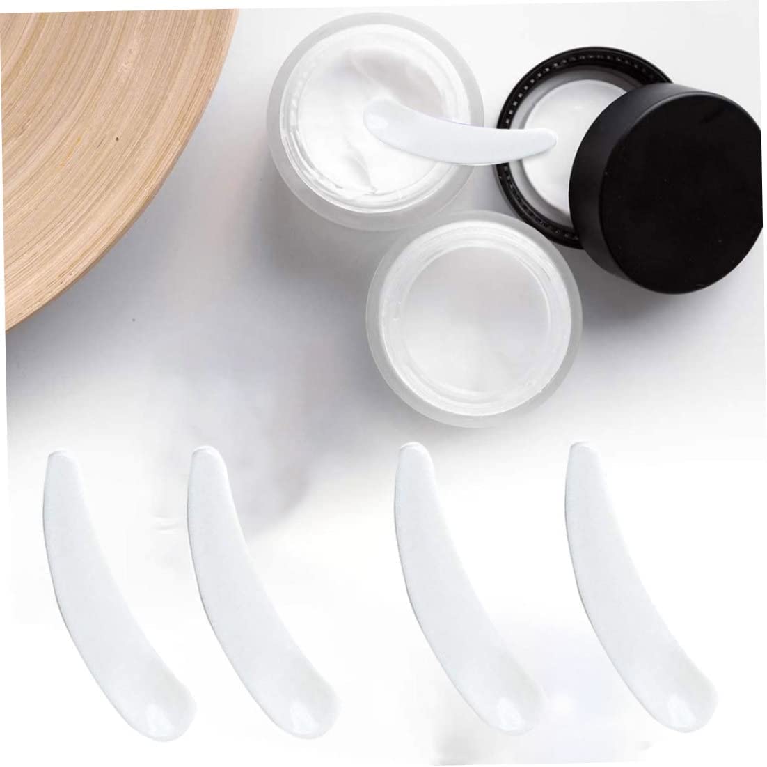 100 spatole cosmetiche in plastica, usa e getta, mini spatole cosmetiche (bianco)