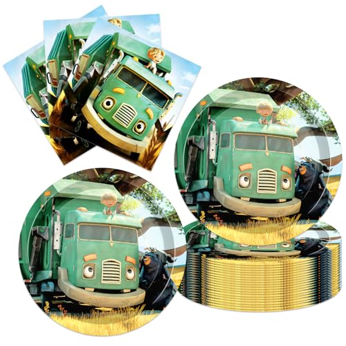 ShrooFit Garbage Truck Party Supplies 40pck include 20 plates 20 napkins for the birthday Garbage Truck party decoration