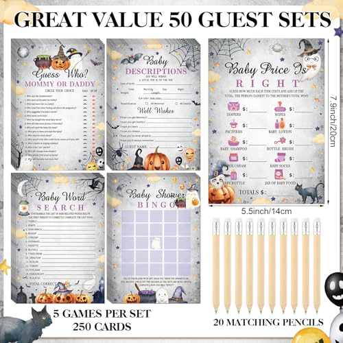 Image of Patelai 321 Pcs Halloween Baby Shower Decoration Spooky Gender Reveal Games