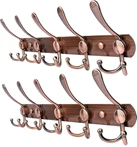 Golden bird Stainless Steel 5 Pin with Double Alloy Hook Cloth Hanger Wall Mounted Bathroom Cloth Hanger,Cloth Wall Hook,Door Hooks Rail for Hanging Keys, Clothes, Towel (Rose Gold, 2)