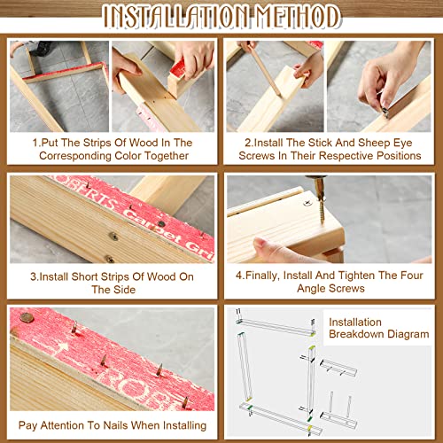 Image of Tufting Frame for Rug Making, Large Tufting Gun Frame Kit with Table Clamp and Tack Strips for Carpet Making Wooden Sewing Frame Stand Suitable for Electric Carpet Gun
