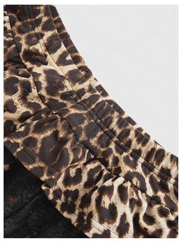 Verdusa Women's Leopard Lace Ruffle Skirt Y2K Tiered Layered Mini Skirts3