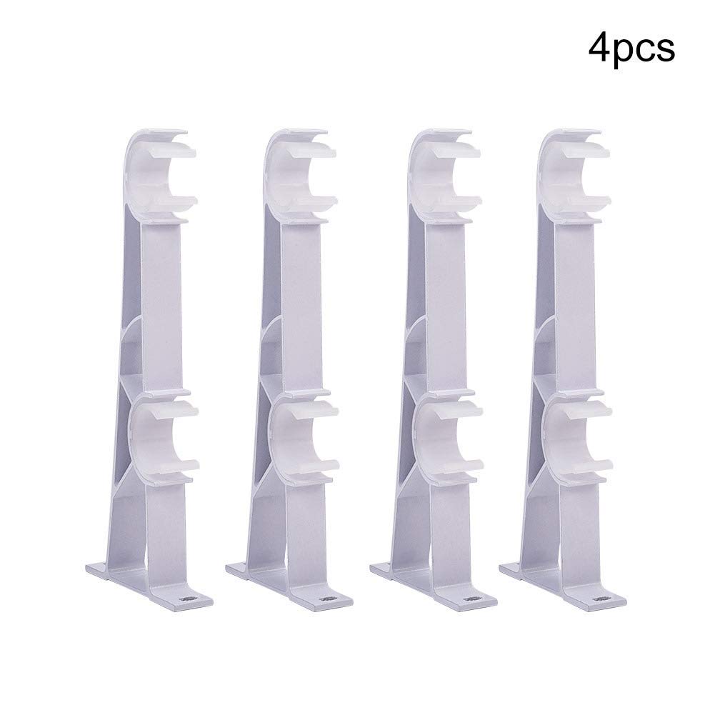 MroMax 4PCS Double Curtain Rod Brackets Aluminum Alloy Plastic Double Groove Guide Rod Support Window Blind Rod Holders for Home DecorationPure White