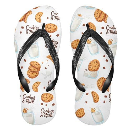Burbuja Chocolate Cookies Milk Flip Flops for Women Men, Soft Thong Sandals Rubber Slippers for Pool Beach Essentials