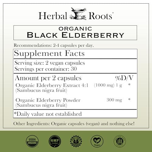 Herbal Roots Organic Black Elderberry Capsules