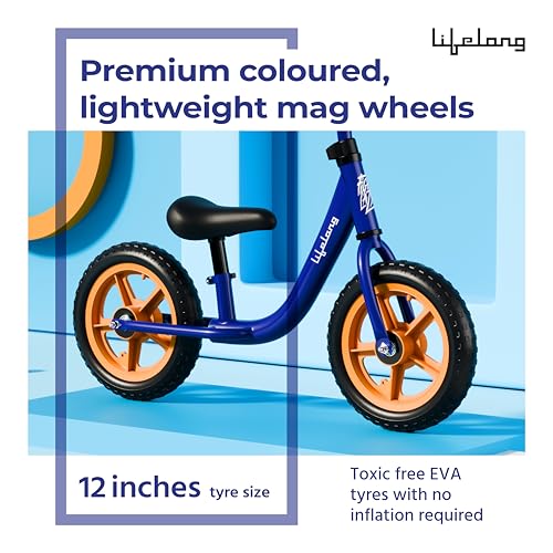 Lifelong Balance Bike for Kids 1.5-3 Years | Ergonomic Frame | Pedal Free Balance Bike |Crash Guard | Quick-Release Height Adjustment | Toxic Free Mag Wheels & Grip| Suitable for Girls & Boys (Blue) - Image 4 thumbnail