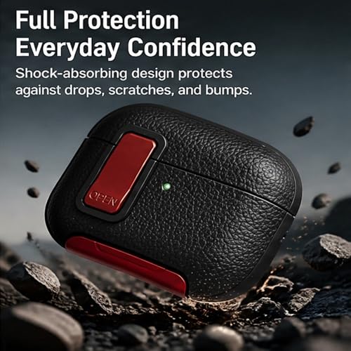 Image of for Leather AirPods Pro 3 Case 2025| Cute iPod Air Pods Pro 3 Case with Magnetic Lock | with Phone Holder & Keychain | Airpods 3 Pro Cases for Man Women(Model A2700 /A2931)(RedBlack)