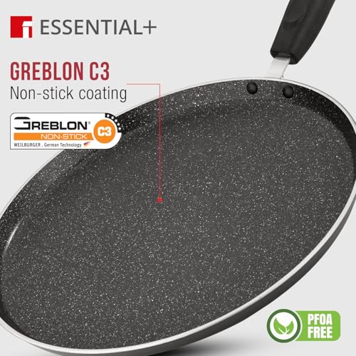 Image of BERGNER Essential Plus 34cm Non-Stick Dosa Tawa, Premium Bakelite Handle, 4mm Thickness, PFOA Free, Non-Stick Coating, Large Size Dosa Tawa, Pressed Aluminium - Induction Bottom and Gas Stove Ready