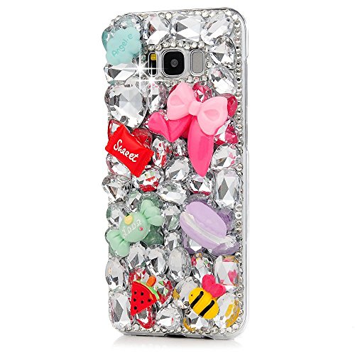 STENES Bling Case Compatible with Galaxy Note 8 Case - 3D Handmade Luxury Crystal Cute Bowknot Sweet Candy Sparkle Rhinestone Cover - Pink