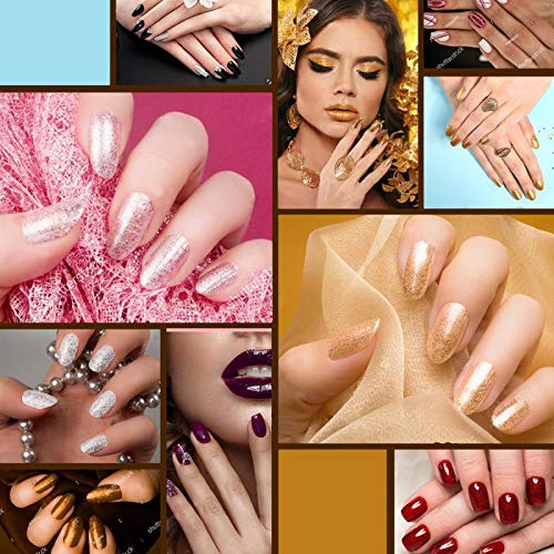 Vafee Dipping Powder Nail Starter Kit for 8 Colors , Gold Silver Red shining Series Colors dipping nail powder Nails System for French Nail Manicure Set No UV/LED Nail Lamp Needed