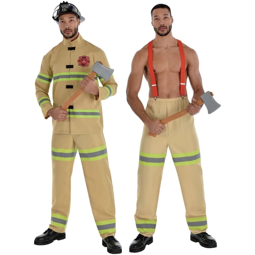 Men's Firefighter Costume Set - Comfortable Fit, Ideal for Halloween