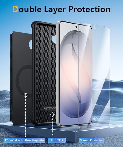 Image of FNTCASE for Samsung Galaxy S26 Plus Case: [Compatible with Magsafe] [Magnetic Phone Cover with Screen Protector] Military Grade Drop Protection Anti-Slip Dual Layer Shockproof (Magnetic)