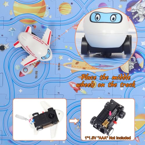 Sysama 1100D 25Pcs Puzzle Racer Car Track Set For Kids Space Plastic Educational Montessori Toys Gift For 3-8 Year Old Boy Girl Preschool Jigsaw Puzzles Car Rail Playset With Cute Vehicle thumb #3