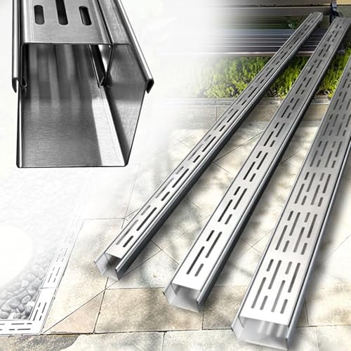 Griglia Canaletta Canale Drenaggio Kit Di Drenaggio Canale Sottile Da 5 Cm, Sistema Di Drenaggio Delle Acque Piovane Per Cortile/giardino/traffico/terrazza - Grondaia Per Acque Piovane Invisibile Stre