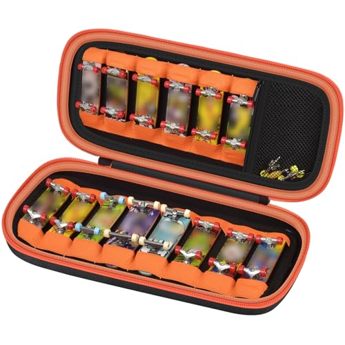 Finger Skateboard Case for TECH Deck Fingerboard Ultra DLX 14 Pack, Element Collectible Mini Skateboards Holder, Kids Toy Storage for Sticker Sheets, Wheels, Tool, Screws and Nut- Box Only