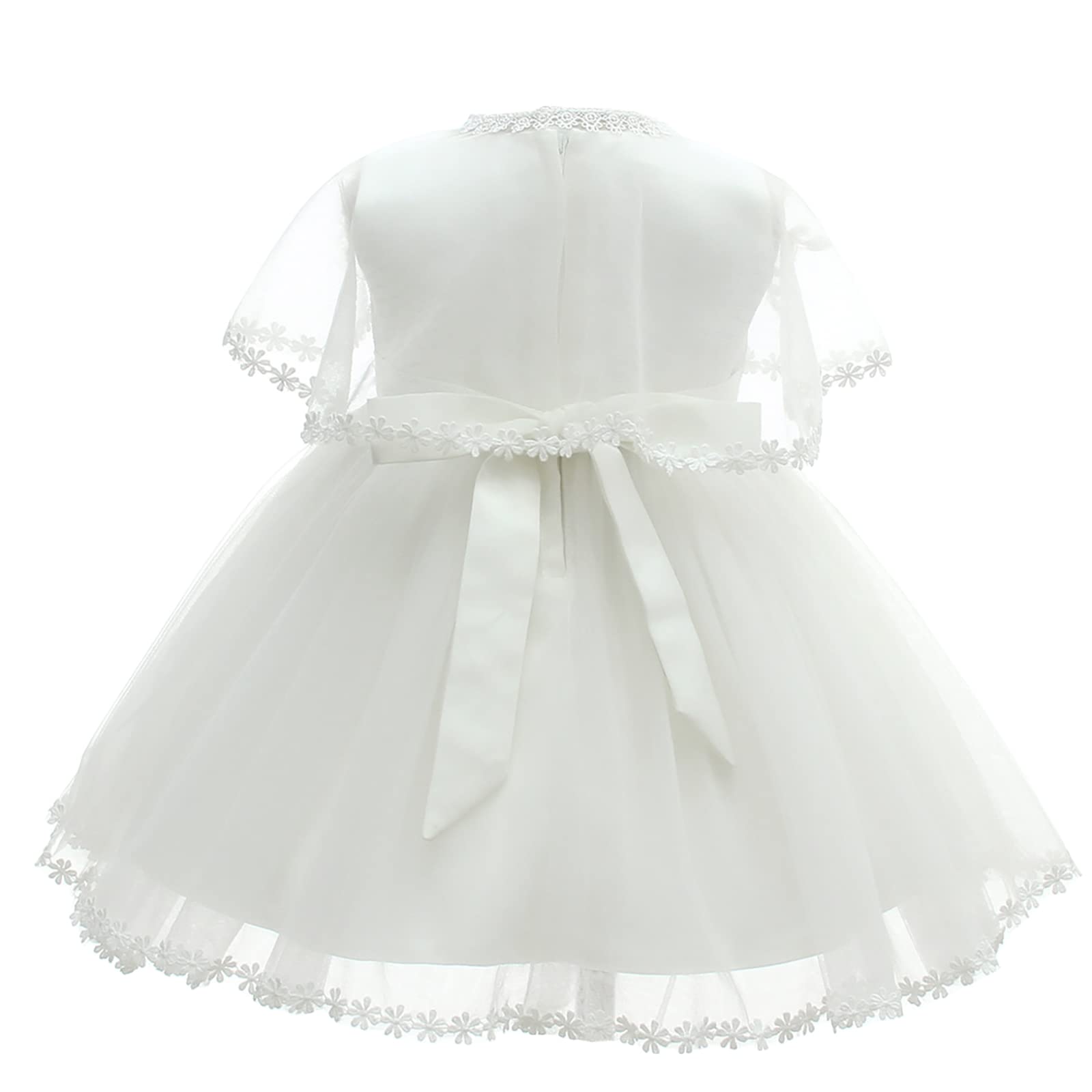 Bebé Niñas Blanco Bautizo Vestido Con Capota Recién Nacido Bautizo Vestido de Encaje para Boda Cumpleaños
