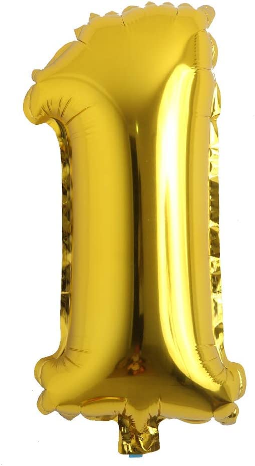 Image of AMFIN 17 inch 1 Number Foil Balloon, Birthday Decoration Items - Gold