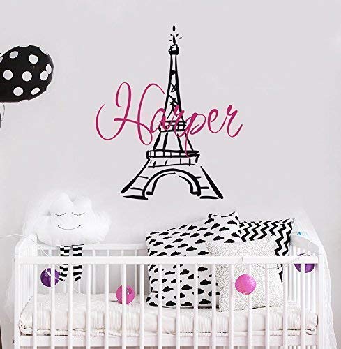 Eiffel Tower Wall Decal Name - Girls Name Decal. Girl Wall Vinyl Sticker Nursery Art Paris Nursery Personalized Name. Nursery Wall Decor F99