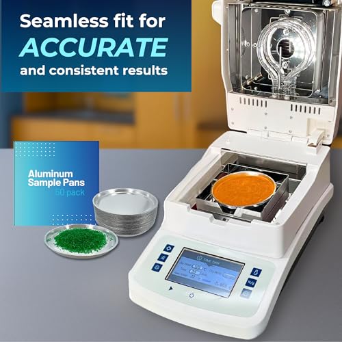 aluminum sample pans for moisture analyzer 50 pack 90mm round lab trays disposable weighing dishes foil pan weight scale tray laboratory balance dish plate moisture tester supplies - pure ponta