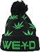 YCMI Winter Warm Mickey Hands Letter Kush Weed Marijuana Beanies Hat Skully (08 black and green)