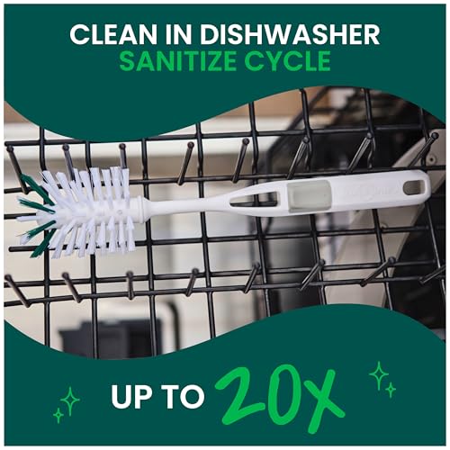 Image of Scotch-Brite Glass and Water Bottle Brush, Long-Lasting, Safe on Glassware, Shaker Bottles, Food Processors, & More, Non-Slip Handle, Durable, Reusable, Clean in Top Rack of Your Dishwasher