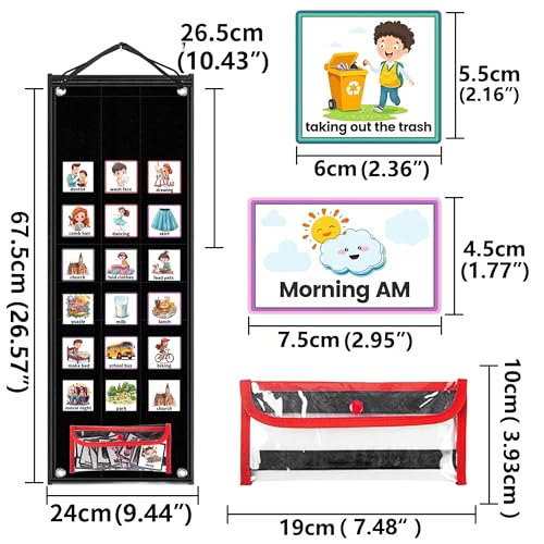 Behavior Chart with 70 Picture Cards for Autism Kids | Hook & Loop Visual Schedule Board, Wall & Desktop Daily Routine Planner (No Magnets) - Image 4