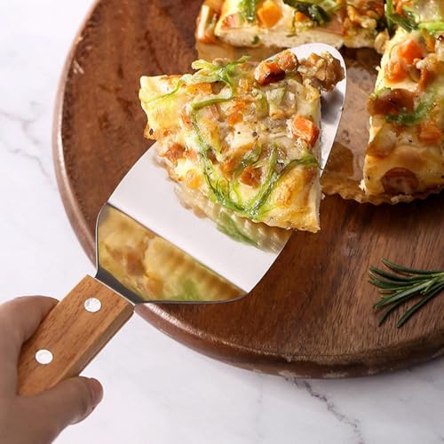 Générique Triangular Pizza - Stainless Steel Server with Wooden Handle, Cake Pie Serving Cutter | Dessert Kitchen Baking Utensil Tool Practical Durable Party Baking Accessory Easy Use – Image 4