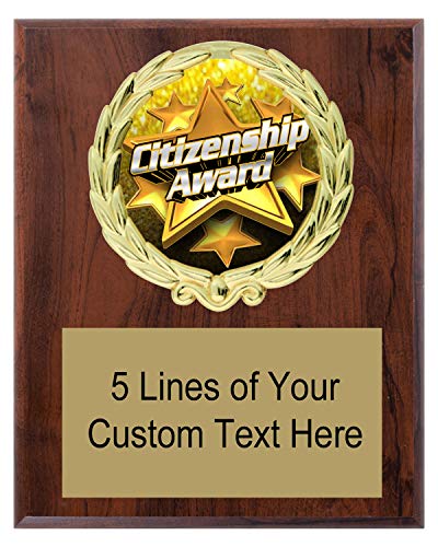 Express Medals 5x7 Cherry Color Citizenship Plaque Award Trophy with Engraved Plate FCL451