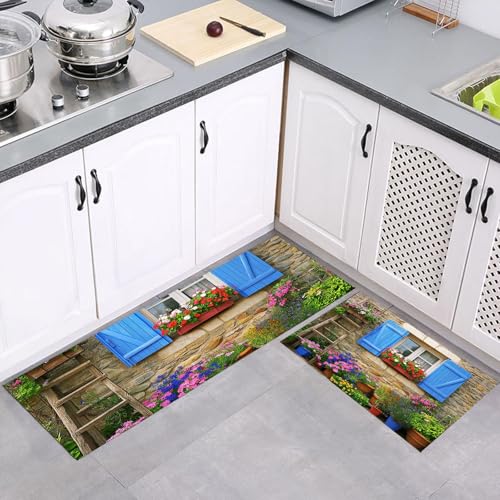 Set di 2 Tappetini Antifatica da Cucina - Il set di tappetini e passatoie antifatica da cucina contiene 2 pezzi (40 x 60 cm + 40 x 120 cm / 43 x 75 cm + 43 x 150 cm, rettangoli), perfetti per qualsiasi ambiente della casa; il design elegante è un modo ideale per arredare la tua casa.