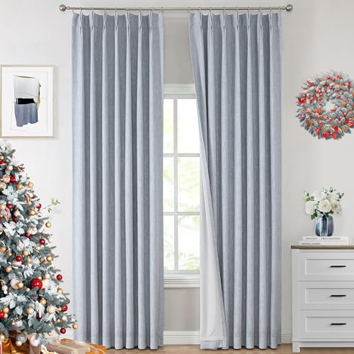 Vision Home Chambray Blue Full Blackout Curtains Pinch Pleated Room Darkening Window 63 inch Living Bedroom Thermal Insulated Pleat Drapes with Hooks Backtabs 2 Panel 40''Wx63''L, 40''x63''x2 - Image 9