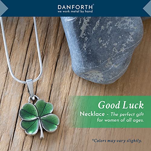 DANFORTH Four Leaf Clover/Shamrock Green Necklace, Handcast Pewter Pendant, 18 Inch Sterling Chain, Made In USA - Image 4