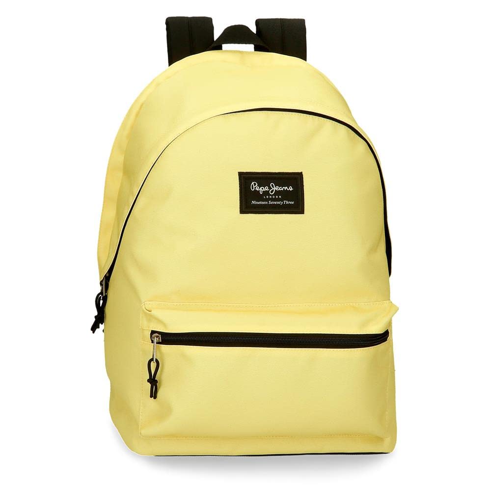 Pepe Jeans Aris Laptop Backpack Double Compartment 15.6" Yellow 31x44x15 cm Polyester 20.46L, lemon tree, Laptop Backpack Double Compartment