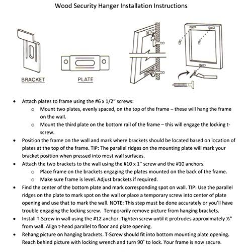Image of 6 Pack Wood Frame Security Hanger with 1 Wrench