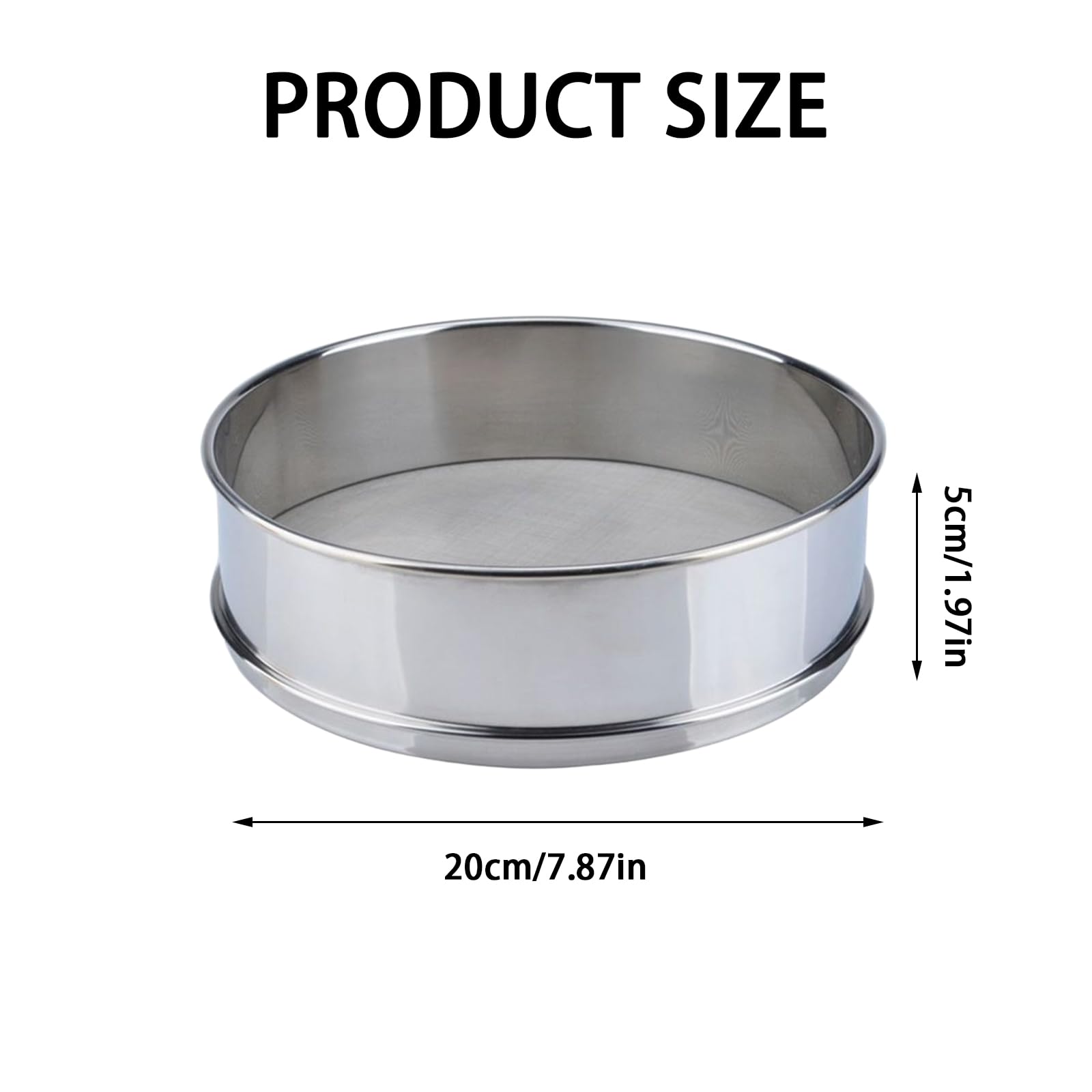 Tamis à Farine En Inox 150 Mailles - Diamètre 20 Cm, Empilable, Pour Farine, Sucre, Poudre, Etc.