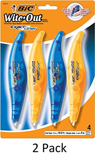 BIC Wite-Out Brand Exact Liner Correction Tape, White, 4-Count, 2 Pack