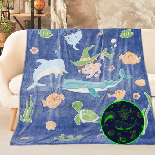 Gitrat Fleece Blanket Throw Blue Toddler Boy Blankets Soft Plush Throw Blankets for Kids 50'x60'