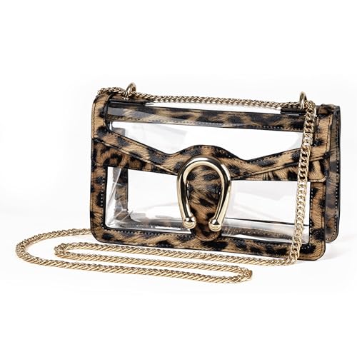 Image of Joryin Women's Stadium Approved Crossbody Bag for Women, Small Clear Bag Shoudler Purse with Chain Strap