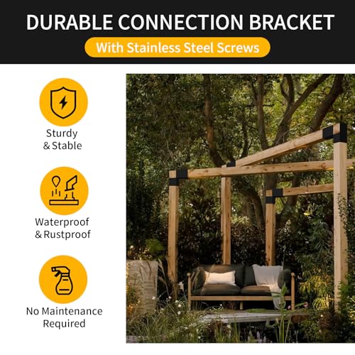 Image of 4Pcs 2-Way Pergola Brackets 30 Degree Post Conector 6x6