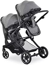 hauck Atlantic Double Pushchair, Grey - Baby and Toddler Tandem, Reversible Seat, Compact and Foldable, with Raincover
