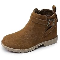 HOMEHOT Girls Ankle Boots Suede Leather Side Zipper Low Heels short (toddler/littile kids)
