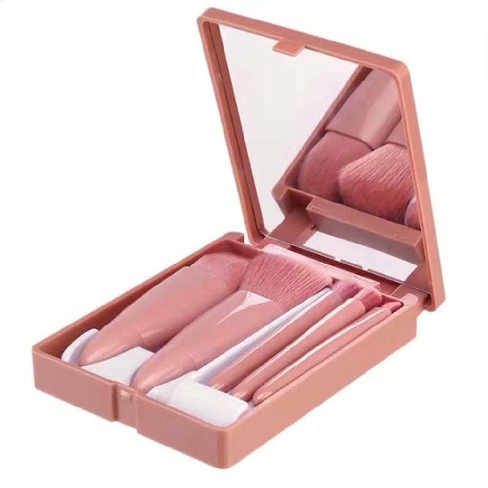 Orbica Travel-Friendly Makeup Brush Set of 5 with Compact Mirror, Portable Cosmetic Brushes Kit for Eyes, Face, Lips, Blending β Ideal for Travel and Daily Use 1