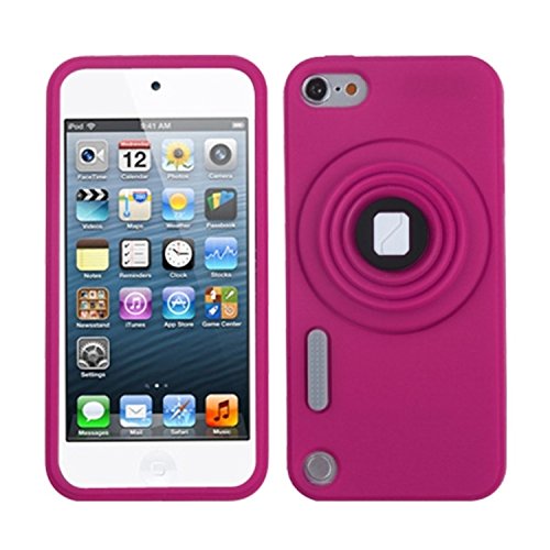 Asmyna Hot Pink Camera Style Stand Pastel Skin Cover With Lanyard For Ipod Touch 5 #TOP14