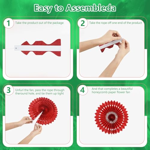 Image of 20 Pcs Green Hanging Paper Fan, Hanging Honeycomb Round Paper Fans for Weddings, Birthdays, Christmas, Baby Showers, Classroom, Events Ceiling Party Supplies Decorations