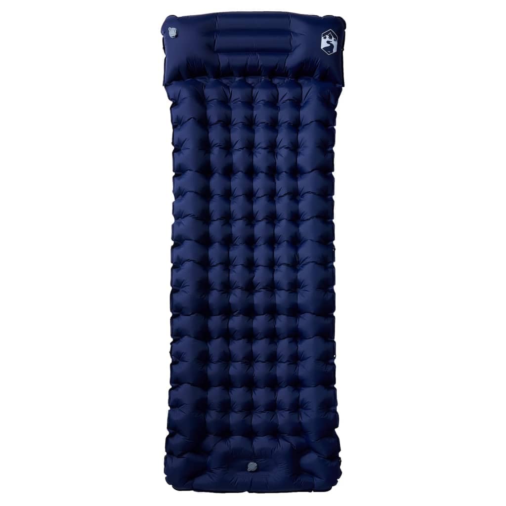 Selbstaufblasende Isomatte 200x75x10,5 cm mit Fußpumpe und integriertem Kissen für Camping, Wandern, Reise, Marineblau