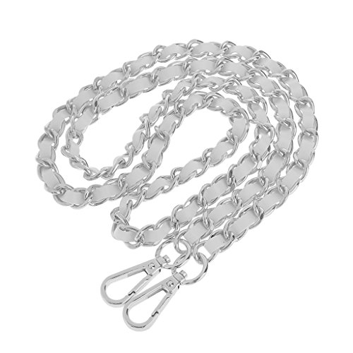 Schultergurt Umhängetasche Silber 120cm, überzogene Kette PU-Leder Braid...