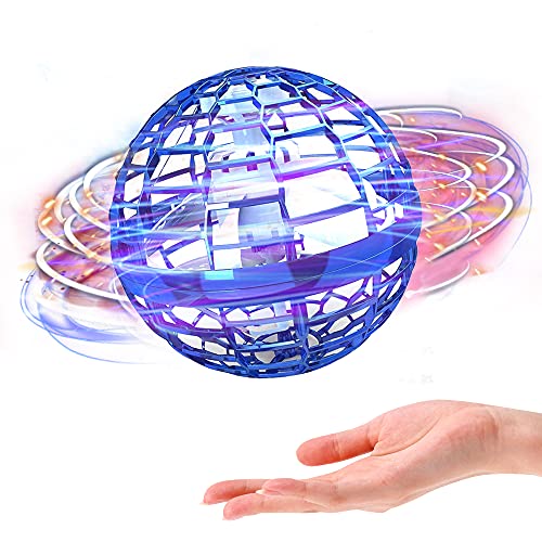 Flying Ball Toys, Boomerang Ball, Globe Shape Magic Controller Mini Drone, Built-in RGB Lights Spinner 360Â° Rotating Spinning UFO Gift for Kids Adults Indoor Outdoor (Blue)