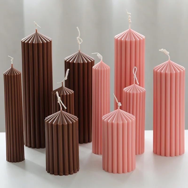 Stampi per candele in acrilico, facili da demolire, stampo per cera a colonna, per fai da te, grande a righe, forma conica, decorazione per casa e matrimonio (stampo 7 x 20 cm)